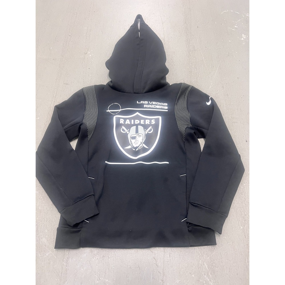 Nike Dri-Fit‎ Las Vegas Raiders Football Hoodie Boys M 10/12 Black Fleece Lined